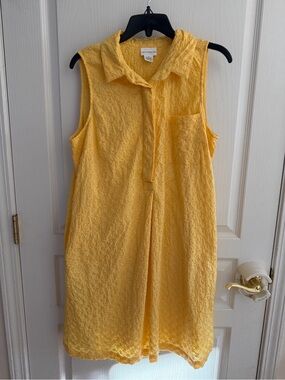 Liz Claiborne Yellow Sleeveless Eyelet Shift Dress